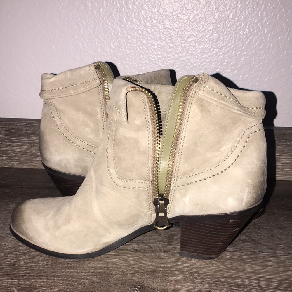 SAM EDELMAN Gray Leather Fring Ankle booties. - Picture 4 of 7